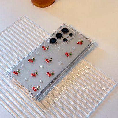 /เคสน่ารัก/  เชอรรี่พื้นใส (เพิ่มสายคล้องมือได้)