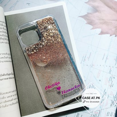 เคสตู้น้ำ กากเพชรทอง+ชื่อ (เคส Samsung iPhone)