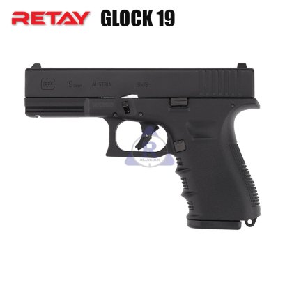 RETAY Glock 19 Gen4 สีดำ รุ่นพิเศษ ลำกล้อง สีเงิน