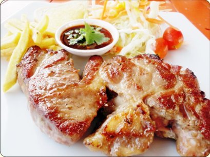 สันคอสเต็กหมูจิ้มแจ่ว