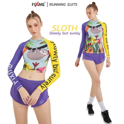 Sloth เสื้อเอวลอย เสื้อกันยูวี 99% (คอกลม) เสื้อรัดกล้ามเนื้อ เสื้อออกกำลังกาย เสื้อวิ่ง