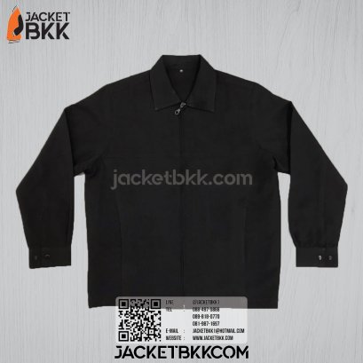 เสื้อแจ็คเก็ต ทรงกึ่งสูท แบบคอปกหรือคอเชิ้ต สีดำ