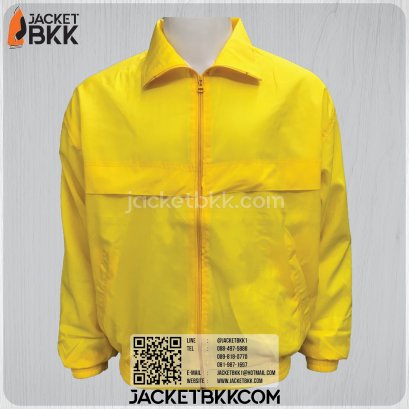 ขายส่งเสื้อแจ็คเก็ต ผ้าร่มย่นสีเหลือง