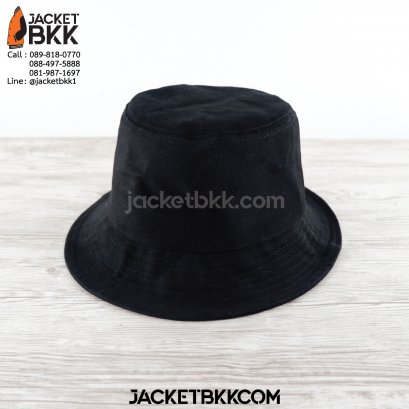 หมวกปีกรอบ bucket hat ผ้าพีช สีดำ