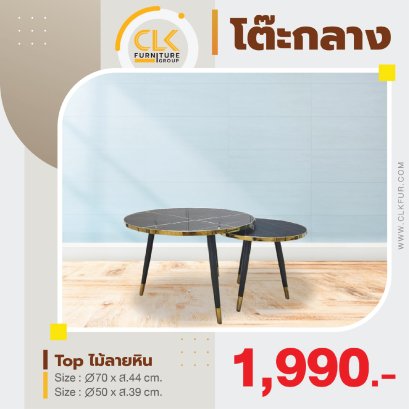 โต๊ะกลางไม้ลายหิน 70 ซม.