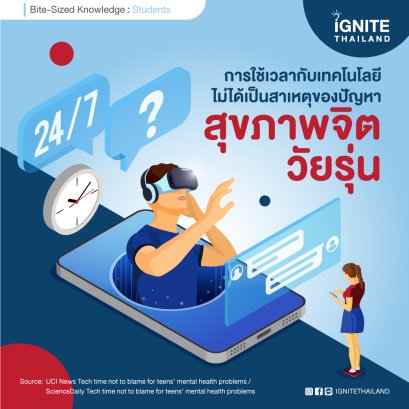 การใช้เวลากับเทคโนโลยีไม่ได้เป็นสาเหตุของปัญหาสุขภาพจิตวัยรุ่น (Tech time not to blame for teens' mental health problems)