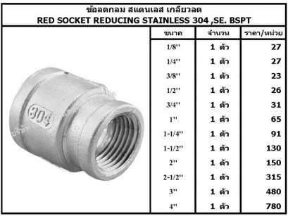 ข้อลดกลม สแตนเลส เกลียวลด