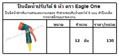 ปืนฉีดน้ำสำหรับงานสวนและงานเกษตร หัวสามารถปรับน้ำออกได้ 6 แบบ ตัวปืนผลิตจากพาสติกคุณภาพคงทน