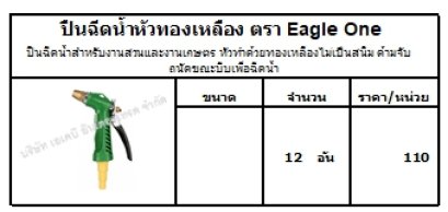 ปืนฉีดน้ำสำหรับงานสวนและงานเกษตร หัวทำด้วยทองเหลืองไม่เป็นสนิม ด้ามจับถนัดขณะบีบเพื่อฉีดน้ำ