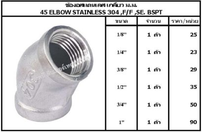 ข้องอสแตนเลส เกลียว ม.ม.