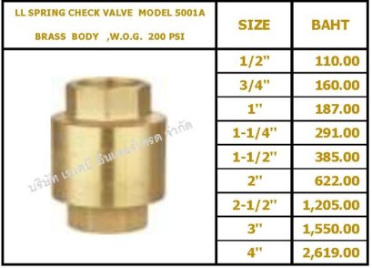 LL SPRING CHECK VALVE  MODEL 5001A
