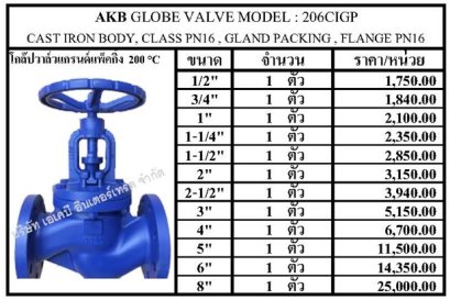 AKB GLOBE VALVE MODEL : 206CIGP 