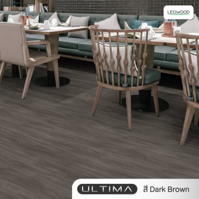 รูปตัวอย่างเมื่อปูไม้พื้นSPCหนา6มม_โฟมในตัวรุ่นULTIMAสีDarkBrown