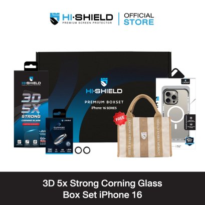 HI-SHIELD 3D 5X Strong Corning Glass Box Set iPhone16 - ฟิล์มกระจก ฟิล์มกล้อง เคส [แถมชุดติดตั้ง ติดตั้งง่ายด้วยตนเอง]