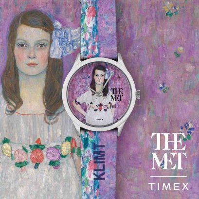 TIMEX TW2W24900 The MET Klimt นาฬิกาข้อมือผู้หญิง สายหนัง สีม่วง หน้าปัด 40 มม.