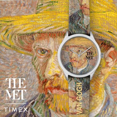 TIMEX TW2W25100 The MET VAN GOGHนาฬิกาข้อมือผู้ชาย สายหนัง สีน้ำตาล หน้าปัด 40 มม.