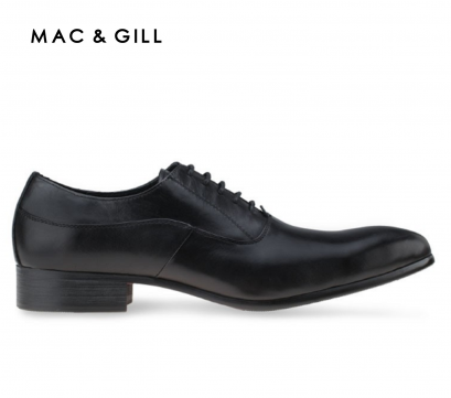 รองเท้าผู้ชายหนังแท้แบบผูกเชือกถูกระเบียบทางการสีดำ MAC&GILL Oxford Leather Shoes For Men
