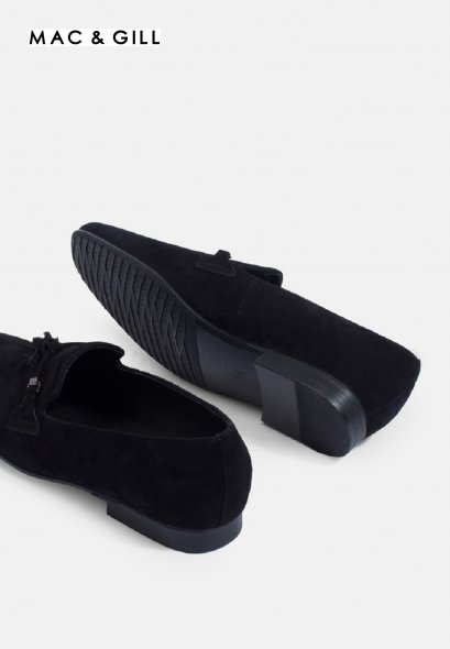 รองเท้าโลฟเฟอร์ผลิตจากหนังแท้ แบบ Slim Suede Tassel Suede Loafer Genuine Leather