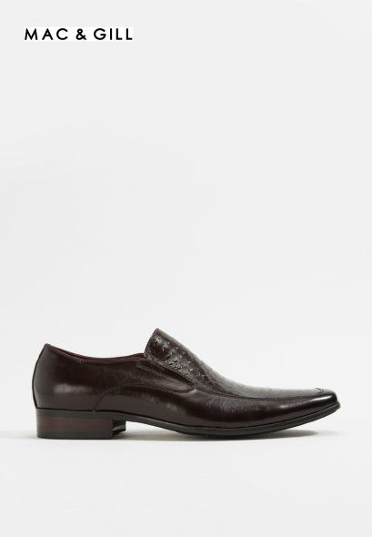 MAC&GILL Samuel Embossed Calfskin SlipOns Brown Leather Business Classic Shoes Formal and casual wear