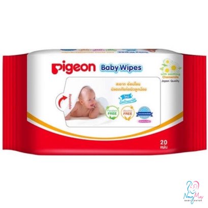 Pigeon baby wipes ทิชชู่เปียก คาโมมายด์ แพ็ค 20 แผ่น