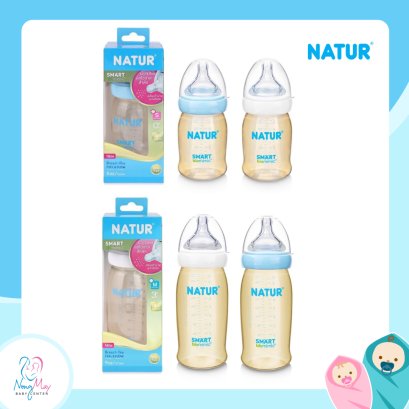 Natur ขวดนมคอกว้างสีชา(PES) รุ่น แพ็คเดี่ยว Smart Bio Mimic