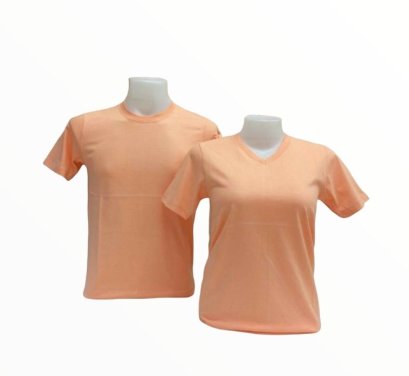 เสื้อยืด คอวี สีส้มอ่อน