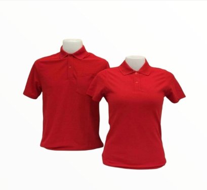 เสื้อโปโลสีแดง ผ้าทีเคพรีเมี่ยมสีพื้น