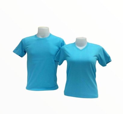 เสื้อยืด คอวี สีฟ้าอ่อน