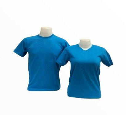 เสื้อยืด คอวี สีฟ้าเข้ม