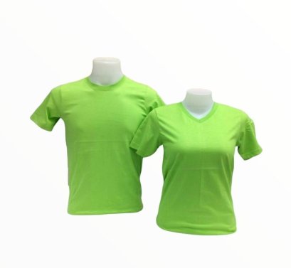 เสื้อยืด คอวี สีเขียวมะนาว