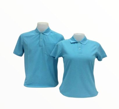 เสื้อโปโลสีฟ้า ผ้าทีเคพรีเมี่ยมสีพื้น