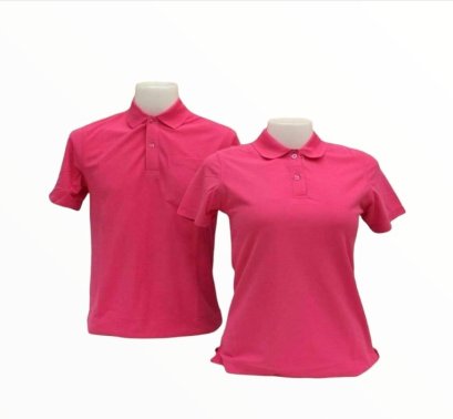 เสื้อโปโลสีชมพู ผ้าทีเคพรีเมี่ยมสีพื้น
