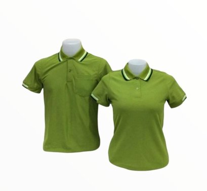 เสื้อโปโลสีเขียว ผ้าทีเคพรีเมี่ยม