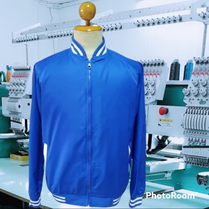 แจ็คเก็ตเบสบอล สีน้ำเงินขลิปขาว