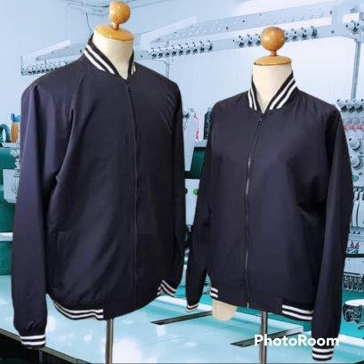 แจ็คเก็ตเบสบอล สีดำขลิปขาว