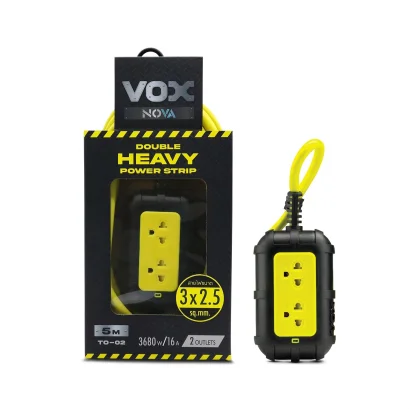 VOX NOVA ปลั๊กไฟ มาตรฐาน มอก. รุ่น TO-12 (สายยาว 5 / 10 / 15 เมตร) สีเหลือง/ดำ