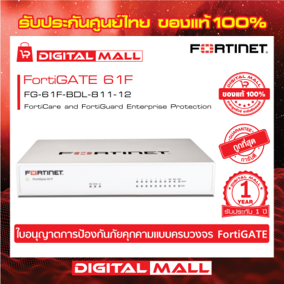 FORTINET FortiGATE 61F FG-61F-BDL-811-12 (Firewall) รับประกัน 1 ปี