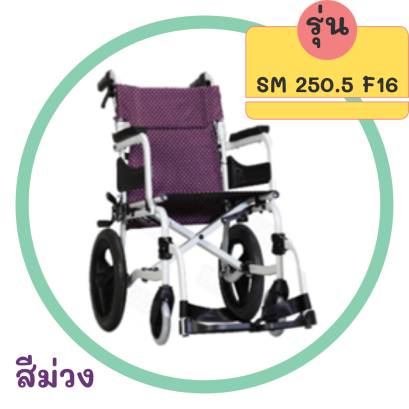 รถเข็น รุ่น SM 250.5 F16 ล้อแม็ก ล้อเล็ก เบาะผ้าสีม่วง