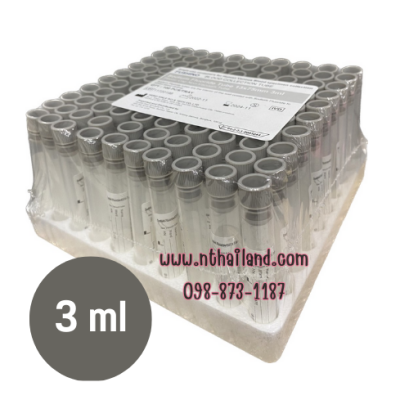 หลอดเก็บเลือด Sodium Fluoride Tube  Non-vac ขนาด 3 ml (100หลอด/ถาด)