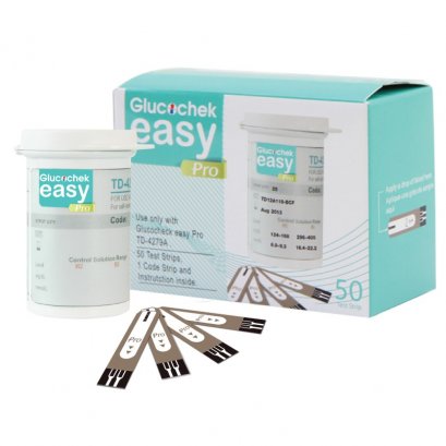 แผ่นตรวจน้ำตาล glucochek easy pro (50แผ่น/กล่อง)