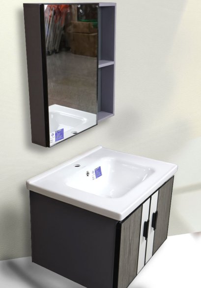 Blue diamond, Wash basin with complete glass cabinet (modern style pattern) model FH822