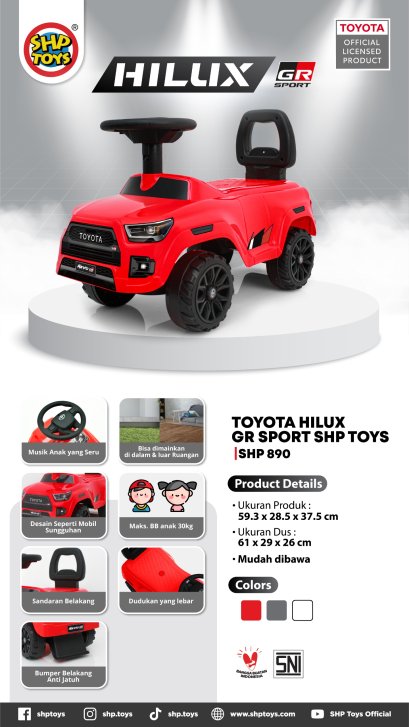 Mainan Tunggang anak Tolocar ⁠Toyota Hilux GR Sport SHP TOYS - SHP 890 HILUX (NO HANDLE)