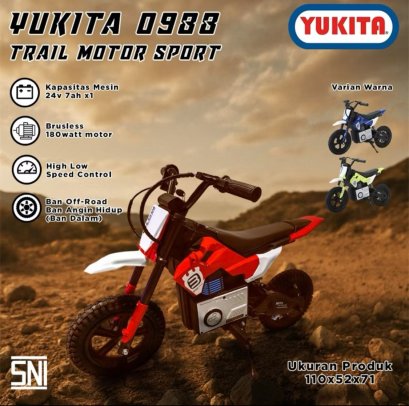Mainan Anak Motor AKI MOTOR Yukita 0988 24 VOLT TRAIL MOTOR SPORT Ban Angin - Merah