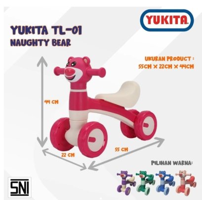 YUKITA TL-01 BALANCE BIKE NAUGHTY BEAR - PINK