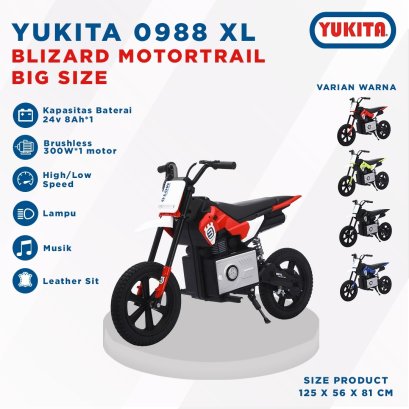 Mainan Anak Motor AKI MOTOR Yukita 0988 XL 24VOLT BIG SIZE TRAIL MOTOR SPORT Ban Angin - Merah