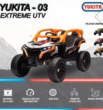 Mainan Anak Mobil Aki Anak Yukita 03 Extreme UTV Ban Karet - Merah - Merah - Merah