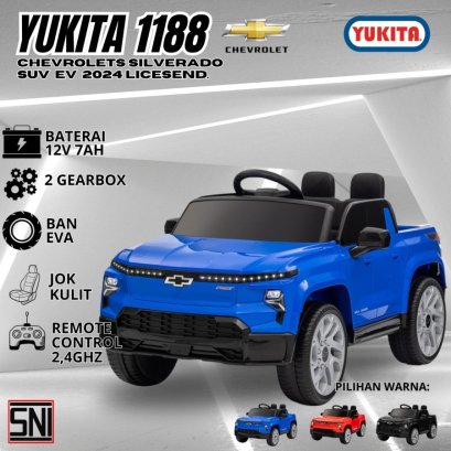 Mainan Mobil Aki Anak Yukita 1188 Chevrolets Silverado SUH EV 2024 Official Licensed