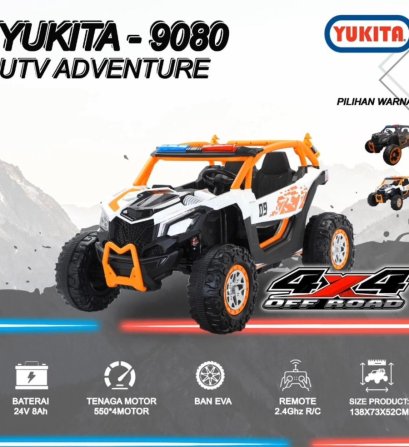 Mainan Anak Mobil Aki Anak Yukita 9080 UTV Adventure Ban Karet - Putih - Putih - Putih