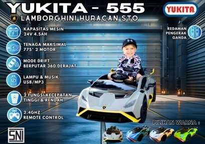 Mainan Mobil Aki YUKITA 555 (LICENSE LAMBORGHINI) 360&#039; DRIFT - Hijau Terjual 1  • bintang5 (1 rating)