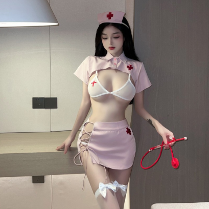 [[พร้อมส่ง]] ชุดแฟนซี cosplay ชุดคอสเพลย์ ชุดนางพยาบาลสีชมพู